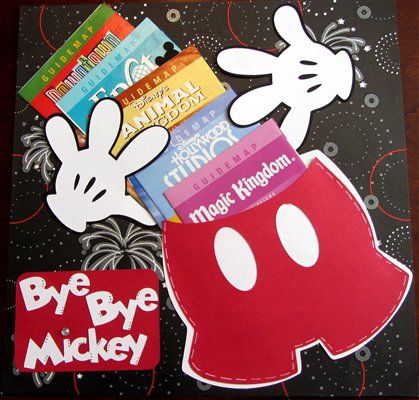 Disney Park Maps, Disneyland Surprise, Disneyland Scrapbook, Scrapbook Club, Disney Surprise, Mickey Hands, Scrapbook Disney, Creating Keepsakes, Disney Scrapbooking Layouts