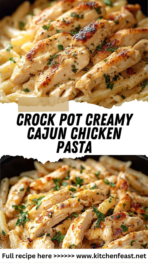 Discover the ultimate slow-cooked comfort food with this Crock Pot Creamy Cajun Chicken Pasta! Tender chicken, creamy Cajun sauce, and pasta make this an easy, flavorful family dinner. Save for your next weeknight meal idea! Creamy Cajun Chicken Pasta, Creamy Cajun Chicken, Cajun Chicken Pasta Recipes, Crock Pot Dinners, Crock Pot Ideas, Crockpot Ideas, Fast Dinner Recipes, Cajun Chicken Pasta, Crockpot Dinners