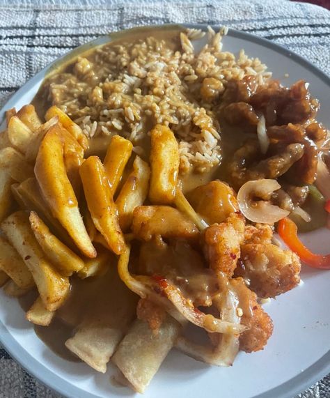 British Chinese Takeaway, British Chinese Food, Salt And Chilli Chips, Chicken Egg Fried Rice, Salt And Chilli Chicken, Vegetable Spring Rolls, Chinese Takeaway, Egg Fried Rice, Chilli Chicken