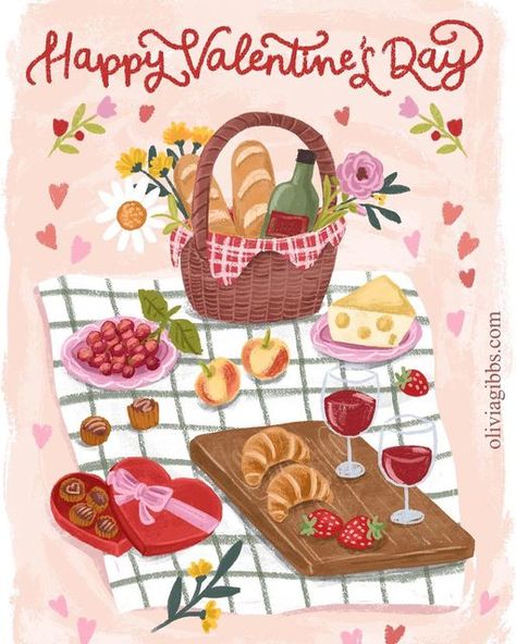 Olivia Gibbs, Vintage Valentine Cards, Illustration Food, Special Someone, Creative Illustration, Art Licensing, Vintage Valentines, Greeting Card Design, Food Illustrations