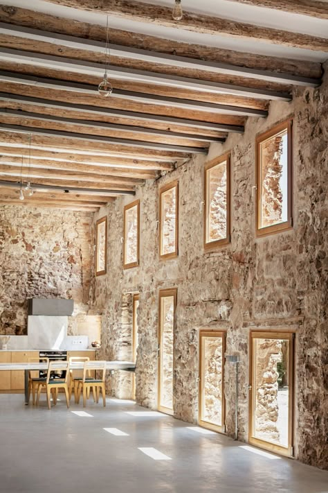 Guallart Architects, Adrià Goula · REC HOUSE · Divisare Stone Building, Renovation Architecture, Old Stone Houses, Stone Architecture, Stone Barns, Open Fireplace, Barn House Plans, Old Stone, Stone Houses