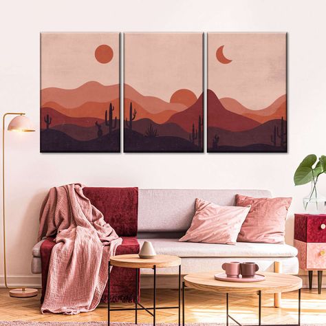 Boho Abstract Landscapes Multi Panel Canvas Wall Art will refresh your mind and soul whenever you stop and stare at it. This high-quality art print will complement any room in your home and soothe your senses with nature's beauty. Theme Cafe, Travertine Wall Tiles, Abstract Landscapes, Boho Theme, Panel Wall, Canvas Abstract, Rustic Boho, Collage Wall, Picture Collage