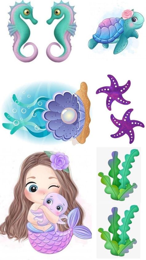 Mermaid Theme Cake Topper Printable, Mermaid Stickers Printable, Mermaid Cake Topper Printable, Mermaid Birthday Printables, Mermaid Topper, Mermaid Printables, Topper Mermaid, Little Mermaid Cakes, Mermaid Birthday Party Decorations