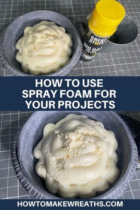 Spray Foam For Floral Arrangements, How To Use Spray Foam For Crafts, Spray Foam Decorations, Expanding Foam Art Sculpture, Great Stuff Foam Halloween, Expanding Foam Christmas Decorations, Spray Foam Pumpkin Diy, Expanding Foam Halloween, Things To Do With Styrofoam