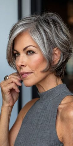 #BEAUTY ,#REALATIONSHIPS #Fashion #Outfits #Summer Outfits #Animals Short Bob Grey Hair, Edgy Grey Hairstyles Over 50, Grey Hair Styles For Women Over 50, Spicy Hairstyles, Short Grey Hair Styles, Women With Gray Hair, Short Gray Hair, Grey Bob Hairstyles, Grey Hair Over 50