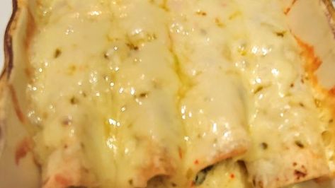 Spinach and Cream Cheese Enchiladas Recipe - Food.com Sour Cream Spinach Enchiladas, Spinach Enchilada Recipe, Spinach And Cheese Enchiladas, Cream Cheese Enchiladas, Spinach Enchiladas, Easy Enchilada Recipe, Cream Cheese Spinach, Vegetarian Main Course, Mexican Dinner Recipes