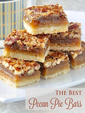 The Best Pecan Pie Bars. So quick & easy to prepare. Best Pecan Pie Bars, Pie Bars Recipe, Pecan Pie Bars Recipe, Pecan Desserts, Best Pecan Pie, Pecan Bars, Rock Recipes, Pecan Pie Bars, Pie Bars