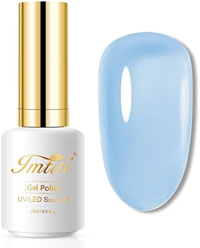 Imtiti Jelly Gel Nail Polish, 1 Pcs 0.5 Fl Oz Light Blue Jelly Gel Polish Soak Off LED U V Nail Gel Polish Sheer Translucent Gel Nail Polish DIY Nail Art Starter Manicure Salon Gel Nail Kit Sheer Blue Nails, Blue Gel Polish, Types Of Red, No Chip Nails, Diy Nail Polish, Blue Gel, Gel Nail Kit, Cat Eye Gel, Gel Top Coat