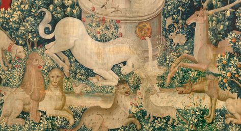 The Unicorn Tapestries (1495–1505) – The Public Domain Review Medieval Symbols, Unicorn Tapestry, Unicorn Tapestries, Medieval Artwork, Medieval Tapestry, Last Unicorn, The Last Unicorn, Man And Dog, Unicorn Print