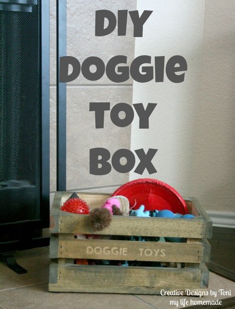 Creative Designs by Toni: DIY Doggie Toy Box Dog Toy Box Diy, Dog Toy Box Diy Homemade, Farmhouse Toy Box Diy, Western Toy Box Ideas, Dog Toy Box, Toy Box, Toy Boxes, Creative Designs, Creative Design