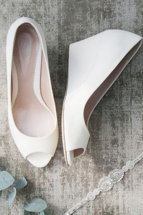 White Wedding Wedges For Bride, Wedge Bridal Shoes, Bridal Wedge Shoes, Bride Heels & Wedges, White Wedge Heel Sandals For Wedding, White Wedge Heel Wedding Shoes, Cream Wedge Wedding Shoes, Bohemian Wedding Shoes, Shoe Solutions