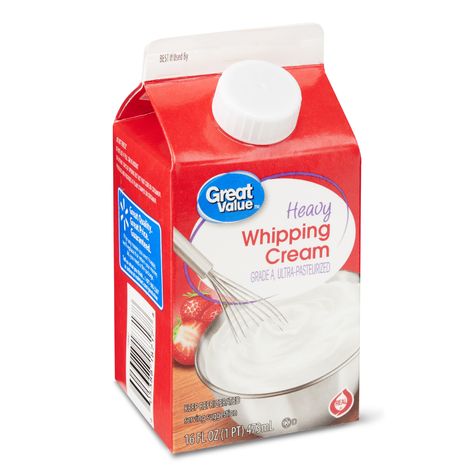 Today Buy Great Value Ultra-Pasteurized Real Heavy Whipping Cream, 16 Oz at Walmart.com Stabilized Whipped Cream, Chocolate Cream Pie, Compound Butter, Cocoa Chocolate, Homemade Butter, Homemade Whipped Cream, Whipping Cream, Coffee Creamer, Chocolate Cream