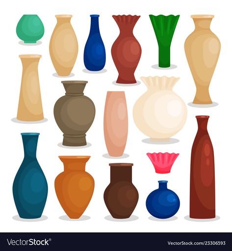 Vase Coloring Ideas, Vase Illustration, Colorful Icons, Vase Project, Garden Vases, Pottery Collection, Pottery Pot, Ancient Pottery, Vase Shapes