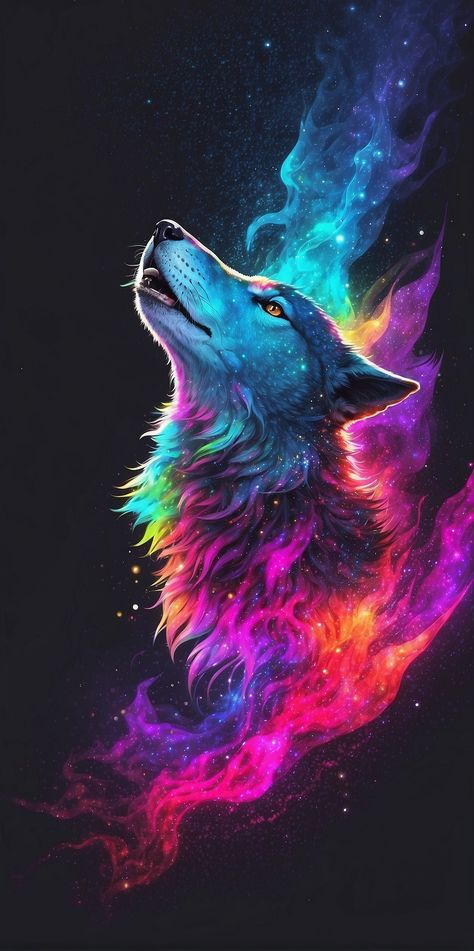 Wolf howling Nebulosa Galaxy, T-Shirt Art, T-Shirt Design, Shirt Print, Splash art, style, portrait poster, Adobe Illustrator, Vector, 3D Illustration, Abstract Art, Print illustrations, Dark Background, Vibrant Color, Very Colorful, Trendy Colorful Gradient, Centered, Front View, Hyper Detailed, Photorealistic Rendering, 8k HD, Wolf Reference Drawing, Galaxy Wolf Wallpaper, Wolf Paintings, Wolf Reference, Wolves Art, Abstract Wolf, Wolf Portrait, Galaxy Wolf, Raven And Wolf