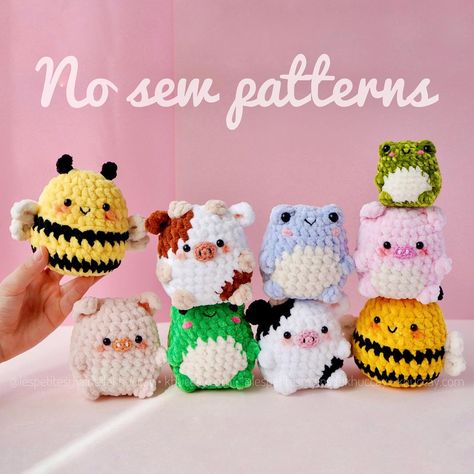 Easy Mini Crochet Animals, Amigurumi Ideas Inspiration, Mini Animals Crochet, How To Crochet A Stuffed Animal For Beginners, No See Amigurumi, Crochet Mini Toys, Crochet Mini Plush, Weighted Crochet Animals, Mini Plushies Crochet