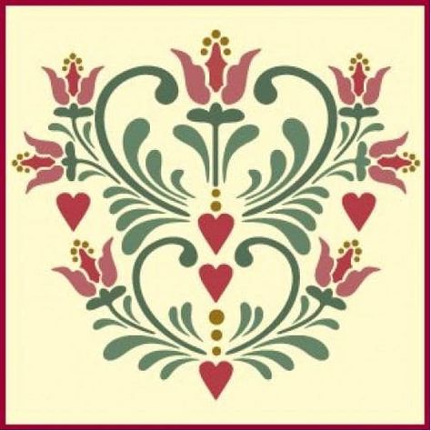 Rosemaling Pattern, Norwegian Folk Art, Bird Stencil, Norwegian Rosemaling, Stencil Projects, Folk Art Flowers, Scandinavian Folk Art, Pennsylvania Dutch, German Art