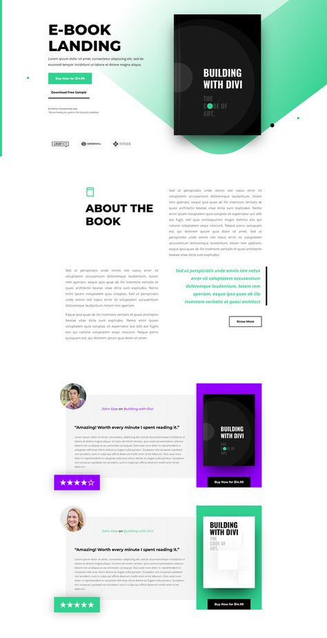 How to Design Eye-Catching Book Reviews for Your Divi Ebook Landing Page E Book Website Design, Lead Page Design, Ebook Website Design, Community Landing Page, Book Landing Page Design, Ebook Landing Page Design, Book Web Design, Review Page Design, E-book Design