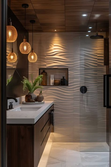 Modern Bathrooms Designs, Organic Bathroom Design, Organic Modern Bathroom, Organic Bathroom, Bath Top, Lights For Bathroom, Neutral Bathroom Decor, Natural Interior Design, Natural Bathroom