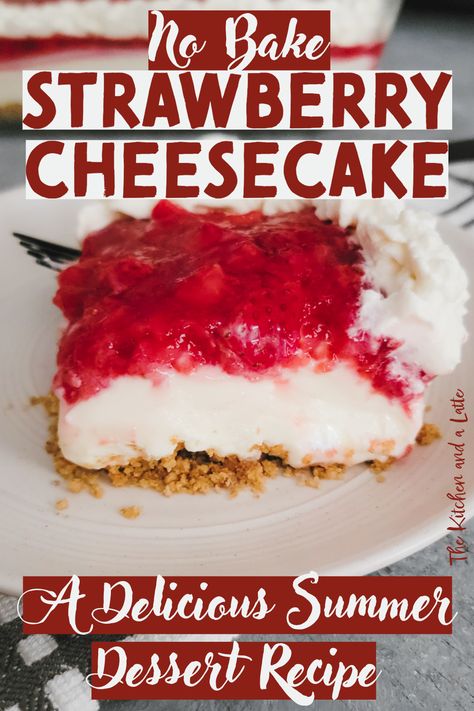 This Strawberry Cheesecake is the Perfect No Bake Summer Treat!  Indulge in the creamy goodness of this no bake strawberry cheesecake that's bursting with flavor! Made with fresh strawberries, cream cheese, and crunchy graham crackers, this dessert is sure to satisfy your sweet tooth without breaking a sweat in the kitchen.  #StrawberryCheesecake #NoBakeDessert #SummerTreat Cream Cheese Cheesecake No Bake, Strawberry Desserts No Bake, Easy Strawberry Desserts No Bake, Strawberry Desserts Easy Quick, Strawberry No Bake Dessert, Strawberry Graham Cracker Dessert, Strawberry Cheesecake Recipe No Bake, No Bake Cheesecake Recipes Strawberry, No Bake Cheesecake Recipes Using Cool Whip