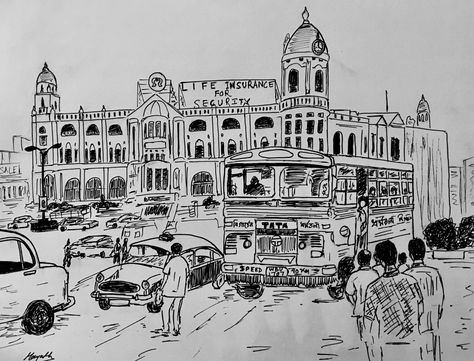 Kolkata Houses, Sketches City, Houses Drawing, North Kolkata, Book Sketches, Quick Drawings, Pocket Ideas, City Gallery, Landscape Sketch