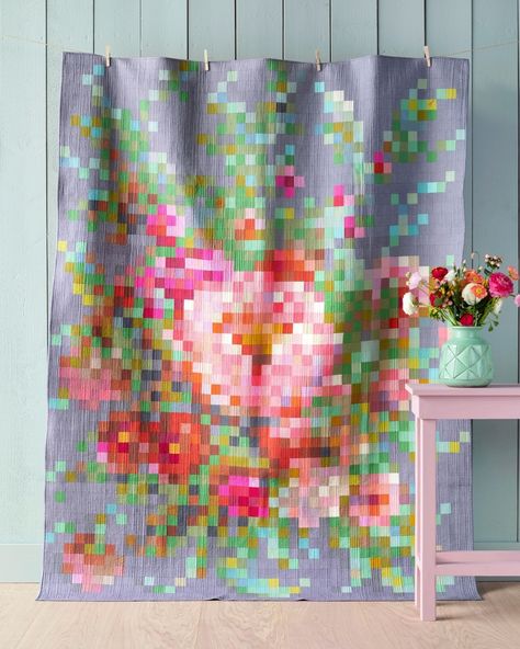 The new Flower Bouquet Embroidery quilt is just stunning! This embroidery effect is created by using a mix of Tilda Chambrays and Solids… | Instagram Flower Bouquet Embroidery, Embroidery Theme, Bouquet Embroidery, Charm Packs Fabric, Embroidery Quilt, Flower Boquet, Flower Quilt, Fabric Kit, Fabric Labels