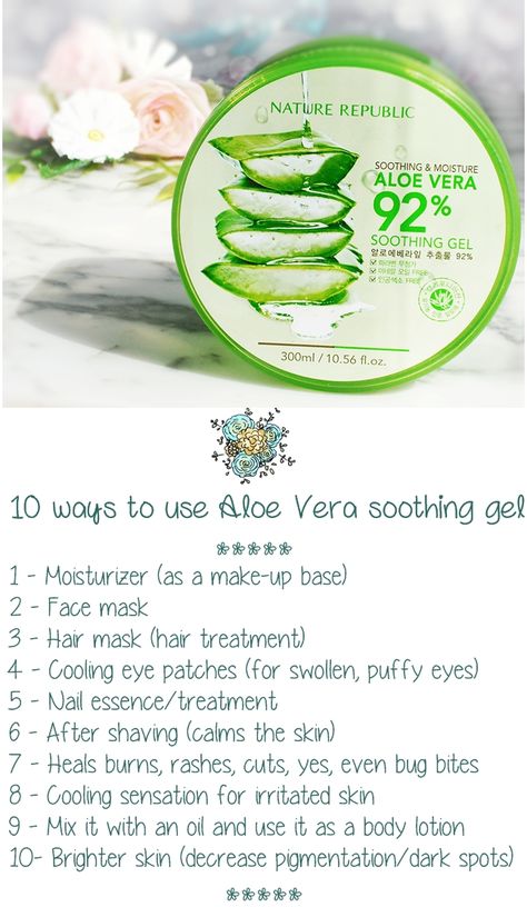 Nature Republic Aloe Vera 92% Soothing Gel - review - 10 ways to use aloe vera gel Nature Republic Aloe Vera, Aloe Vera Soothing Gel, Aloe Vera Skin Care, Brown Spots Removal, Soothing Gel, Nature Republic, 140 Pounds, Best Skin Care, Anti Aging Beauty