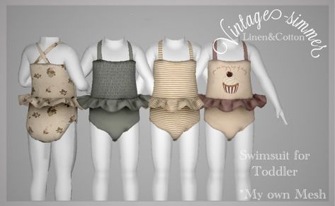 Toddler Cc Sims 4, Sims 4 Toddler Clothes, Lotes The Sims 4, Swimsuit Vintage, Sims 4 Piercings, Sims 4 Tsr, Sims Baby, Sims 4 Cc Kids Clothing, Play Sims 4