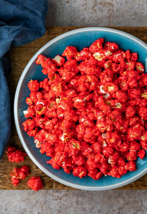 Red Hot Cinnamon Popcorn Hot Cheeto Popcorn, Cheetos Recipes, Cherry Cheesecake Dip Recipe, Carnival Eats Recipes, Trending Snacks, Gourmet Popcorn Recipes, Popcorn Dessert, Flavored Popcorn Recipes, Cherry Cheesecake Dip