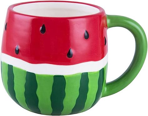 Pineapple Watermelon, Ceramic Pineapple, Fruit Shape, Oatmeal Cups, Watermelon Pattern, Watermelon Fruit, Green Mugs, Kawaii Gifts, Ceramic Tea Cup