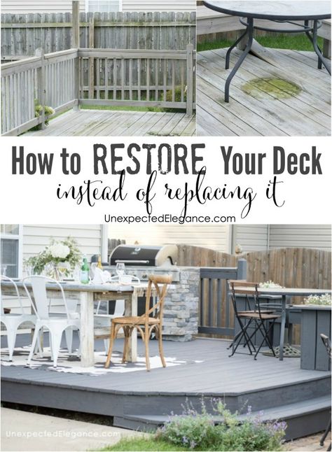 If your deck has seen better days, there may be another solution besides replacing the entire thing! Check out how to restore your deck, instead of replacing it!. Deck Restoration, Deck Paint, Deck Plans, Diy Deck, Pergola Designs, Better Days, Building A Deck, Outdoor Deck, Deck Design