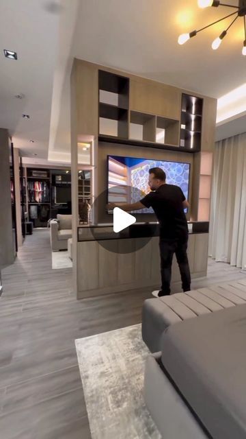 Interior design | Carpenter on Instagram: "Spin into immersive viewing with our sleek rotating TV unit. Elevate your entertainment experience while adding a modern touch to your space. It's not just a stand, it's a statement by @ourabi_1" Rotating Tv Unit, Rotating Tv, Tv Unit Design Modern, Tv Unit Design, A Stand, Tv Unit, Modern Luxury, Spinning, Modern Design