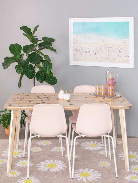 Simple Wood Table, Table Terrazzo, Terrazzo Table Top, Target Lamp, Diy Wooden Table, Terrazzo Table, Lorena Canals Rugs, Diy Table Top, Homemade Furniture