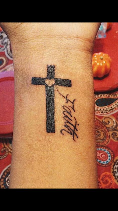 Faith tattoo Cross Tattoo On Wrist, Faith Tattoo On Wrist, Tattoo On Wrist, Faith Tattoo, Cross Tattoo, Tattoo On, Small Tattoos, Tattoos For Women, Tattoo Quotes