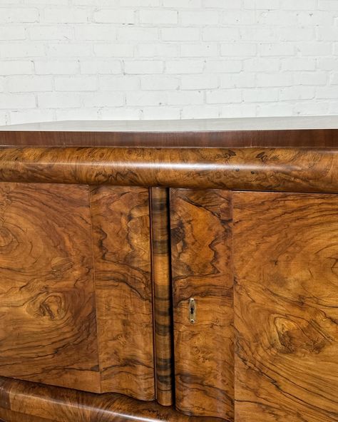 SOLD Walnut Burl Wood Credenza Price: 2400 Dimensions: W45 D22 H35.5 Mid Century Vintage Furniture, Vintage Mid Century Furniture, Wood Credenza, Walnut Burl, Burl Wood, March 5, Mid Century Vintage, Burled Wood, Wood Cabinets