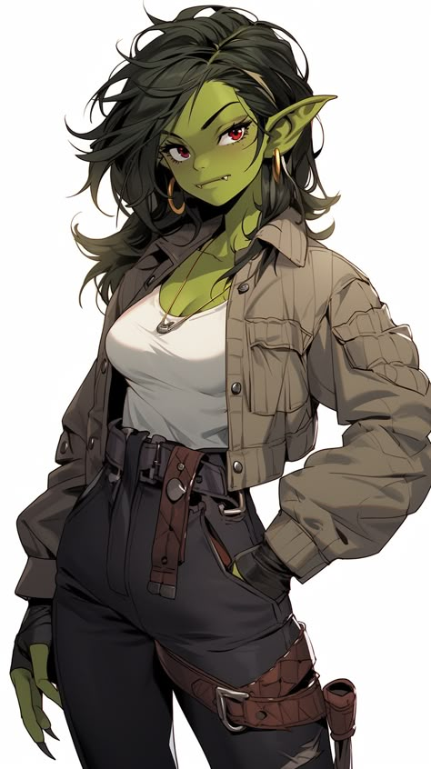 Goblin Girl Character Design, Verdan Dnd, Goblin Art Dnd, Female Goblin Art, Goblin Female, Orc Girl, Female Goblin, Goblin Girl, Female Orc