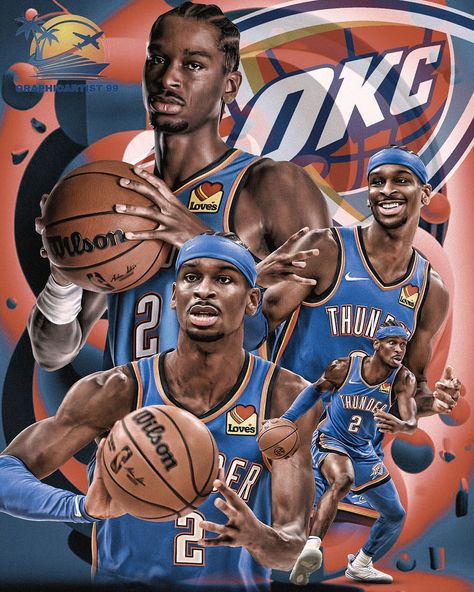 Artwork made of @shai @okcthunder #okcthunder #nba #okc #basketball #oklahomacitythunder #thunderup #thunder #russellwestbrook… | Instagram Sports Poster Design, Thunder Nba, Digital Art Poster, Sports Poster, Sport Poster Design, Okc Thunder, Nba Pictures, Sports Graphics, Art Poster Design