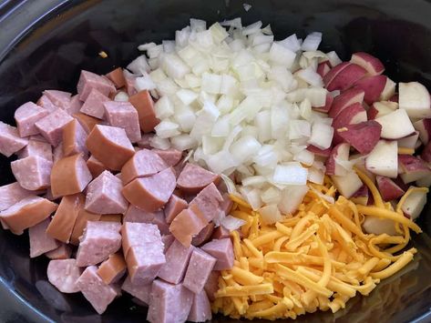 Cheesy Potato Kielbasa Soup |Gluten Free| Crockpots & Flipflops Casserole With Smoked Sausage, Crockpot Hashbrown Casserole, Sausage Hash, Crockpot Breakfast Casserole, Hashbrown Casserole, Crockpot Breakfast, Hash Brown Casserole, Crockpot Dishes, Hash Brown