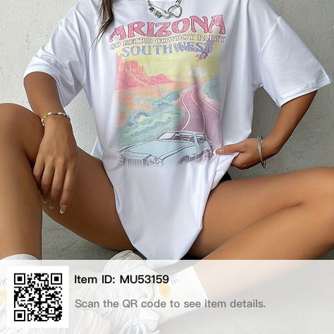 Arizona Graphic, Graphic Tshirt Outfit, Oversized White T Shirt, Oversize Tshirt Outfits, Summer Tee Shirts, Oversized Tee Shirt, Cute Nike Outfits, Drop Shoulder Tee, Outfit Inspo Casual