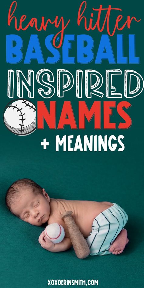 newborn in baseball outfit and holding baseball. This post is a list of BAseball inspired baby names and meanings. Sports related baby names list. Most Unique Baby Names, Irish Baby Boy Names, Irish Baby Girl Names, Vintage Boy Names, Baby Boy Baseball, Vintage Baby Names, Strong Baby Names