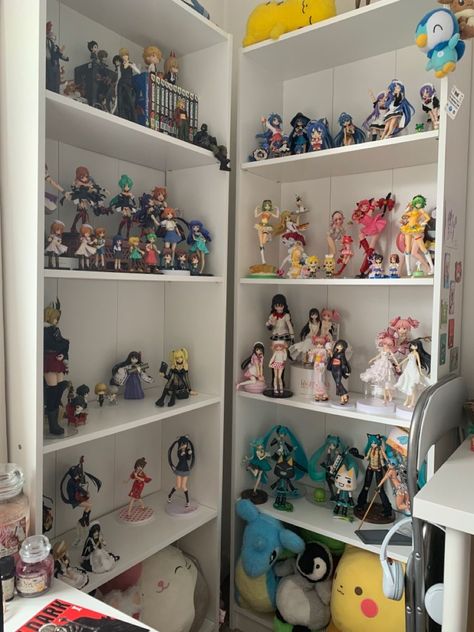 Anime Figure Shelf Display, Anime Figures Aesthetic Room, Figure Shelf Display, Figure Setup, Anime Figure Shelf, Figure Collection Display, Anime Figures Collection Display, Anime Figure Display, Anime Shelves