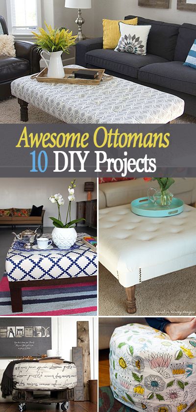 Awesome Ottomans : 10 DIY Projects • Great tutorials and ideas for making an ottoman for putting up your feet or using as extra seating! Ottoman Ideas, Ottoman Diy, Diy Ottoman, Refurbished Furniture, Redo Furniture, Repurposed Furniture, Extra Seating, Diy Projects To Try, Furniture Projects