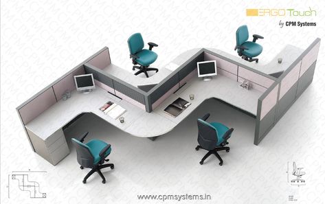 Office Workstations Design Interiors, Modular Office Table, Open Office Workstations, Office Cubicle Design, Workstation Design, Open Office Layout, Cubicle Design, Cafeteria Table, Workstations Design