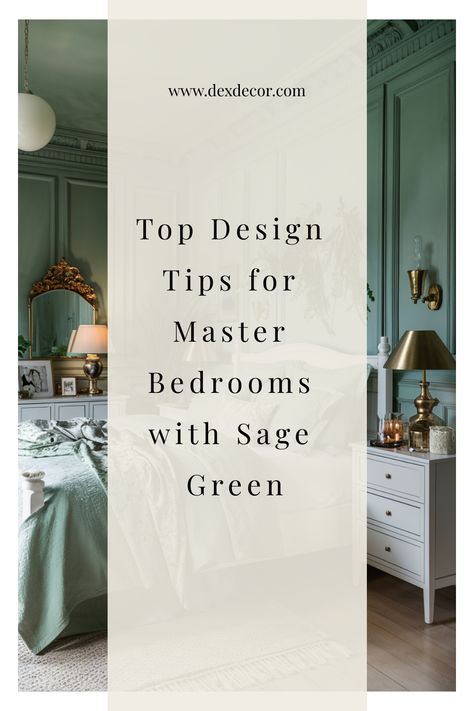 Top Design Tips for Master Bedrooms with Sage Green Green Bedroom Colors, Wall Behind Bed, Ensuite Bathroom Designs, Green Bedroom Walls, Best Wall Colors, Modern Bedroom Colors, Compact Kitchen Design, Calm Atmosphere, Green Comforter