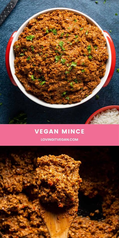 This homemade vegan mince recipe is rich and savory and so versatile! It's delicious served with rice or mashed potatoes or use it as a mince substitute in any recipe. | lovingitvegan.com Plant Based Meat, Vegan Meat Recipe, Vegan Burger Recipe, Seitan Recipes, Minced Meat Recipe, Plant Based Burgers, Mince Recipes, Vegan Meat, Meat Substitutes