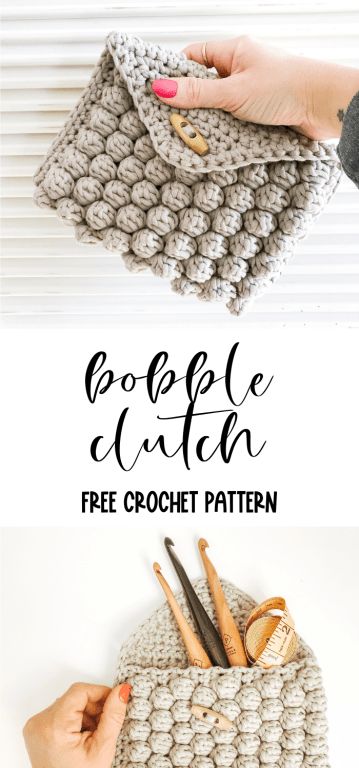 Bobble Stitch Crochet Pouch, Crochet Patterns With Chunky Yarn, Quick Crochet Projects Free, Crochet Pouch Pattern, Crochet Potli Bag, Crochet Pouches, Crochet Clutch Pattern, Quick Crochet Gifts, Bobble Stitch Crochet