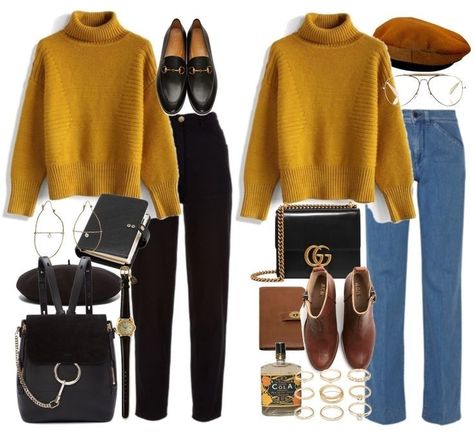 Mustard Sweater Outfit Fall, Mustard Sweater Outfit, Yellow Blouse Outfit, Mustard Turtleneck, Yellow Sweater Outfit, Yellow Shirt Outfit, Mustard Yellow Outfit, Mustard Outfits, Outfits Styling