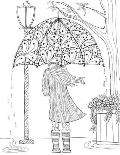 Prettiest Umbrella Girl Coloring Page Spring Coloring Pages, Adult Colouring Pages, Free Adult Coloring Pages, Printable Adult Coloring Pages, Adult Coloring Book Pages, Coloring Pages For Girls, Coloring Pages To Print, Mandala Drawing, Free Printable Coloring