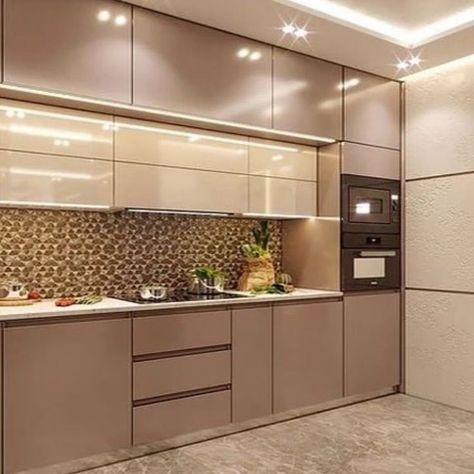 Parallel Kitchen Design, Latest Modular Kitchen Design, Single Wall Kitchen, Kitchen Partition, Modern Kitchen Colours, Kitchen Colour Combination, Rose Gold Kitchen, Modular Kitchen Cabinets, Kitchen Modular