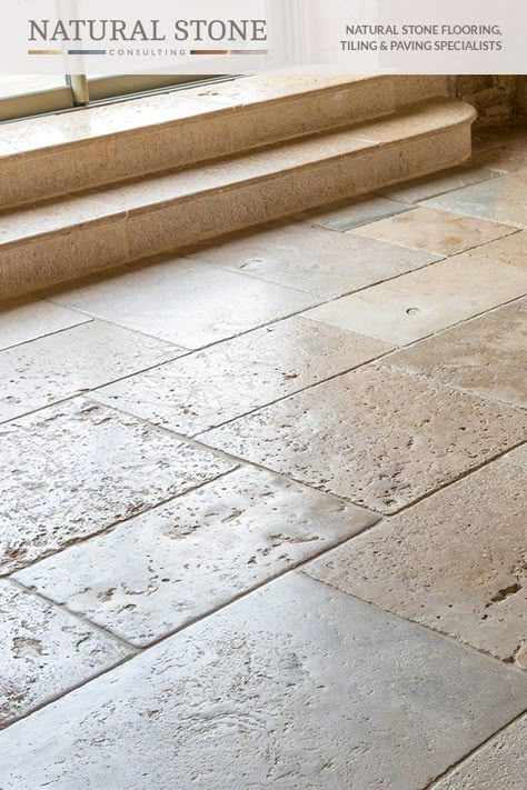 Hallway Stone Floor, Flag Stone Flooring, European Flooring Ideas, Stone Floors Bathroom, Tumbled Stone Floor, Stone Bathroom Flooring, Rock Flooring, Italian Flooring, Sandstone Floor