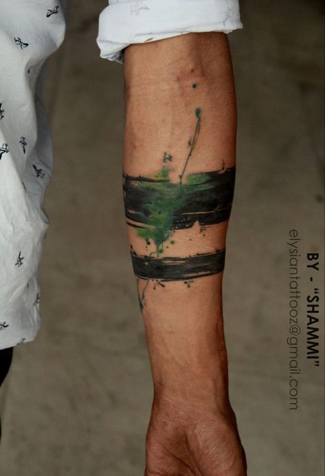 230+ Armband Tattoos for Men and Women (2022) - TattoosBoyGirl Colorful Tattoo Ideas For Men, Abstract Band Tattoo, Abstract Armband Tattoo, Abstract Arm Band Tattoo, Ink Splash Tattoo, Color Tattoo For Men Arm, Colored Tattoo For Men, Armband Tattoo Men Forearm, Splash Tattoo Design